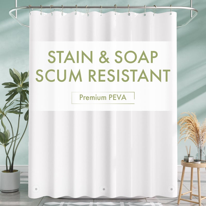 AmazerBath Extra Long Shower Curtain Liner, White Shower Curtain Liner 84 Inches Long, 72x84 Plastic White Shower Liner, Cute Bathroom Shower Curtain Liners, PEVA Tall Shower Liner with 3 Magnets - Image 1